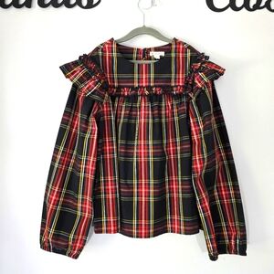 NEW Crewcuts Girls' Double-Ruffle Trim Top‎ in Stewart Tartan Size XL